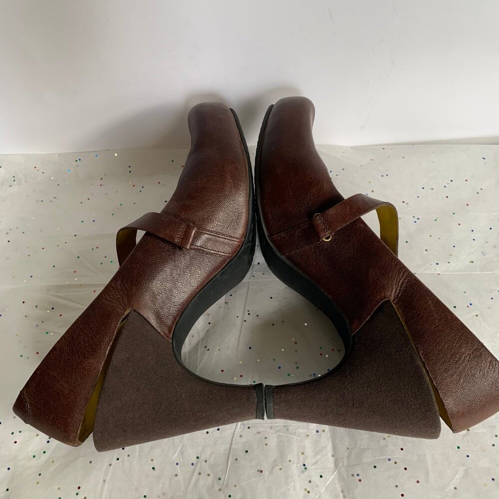 Tsubo Acrea Size 10  Brown Leather Slingback Mary Jane Pumps Comfort - 9.5 39.5 - Picture 7 of 13